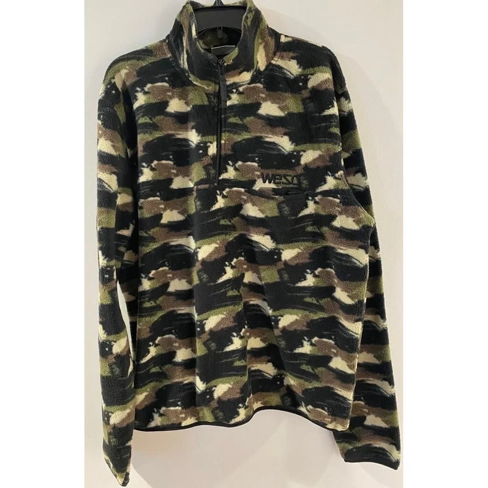 WESC Camo‎ Half Fleece Pullover Zipper For Unisex Men Size XXL Woman Size XXXL